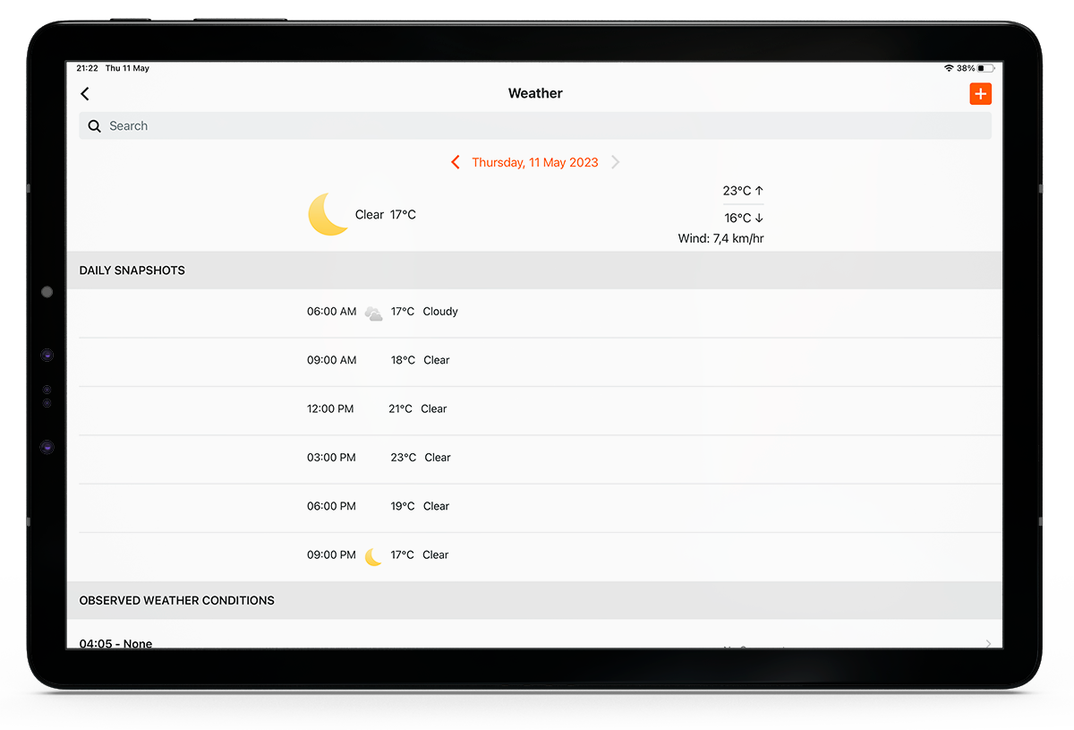 Monitore o Diário de Obras para verificar informações que vão desde o efetivo em campo até as condições climáticas em tempo real